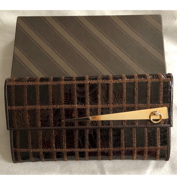 Made in Italy Vintage brown croc wallet - Picture 4 of 11